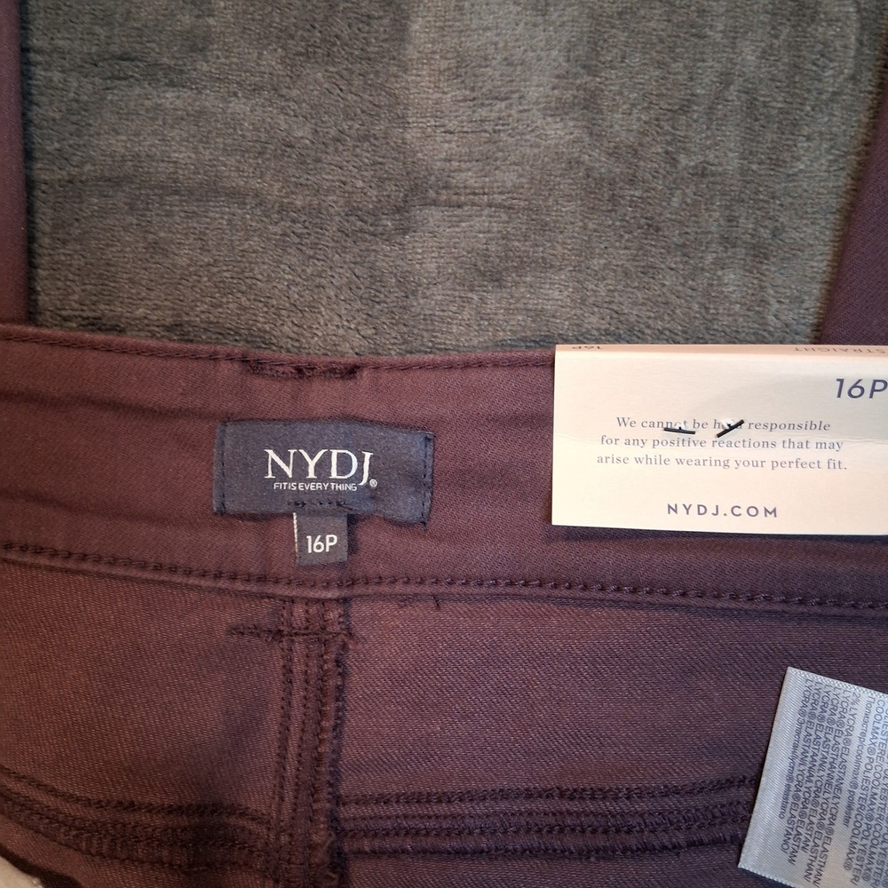 NWT NYDJ Straight‎ Leg Pants Womens 16P Plum Cool Embrace Petite - Picture 3 of 8